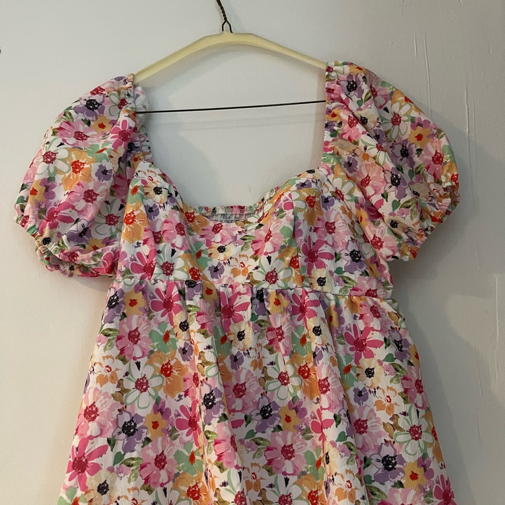 Floral Puff Sleeve Dress SHEIN